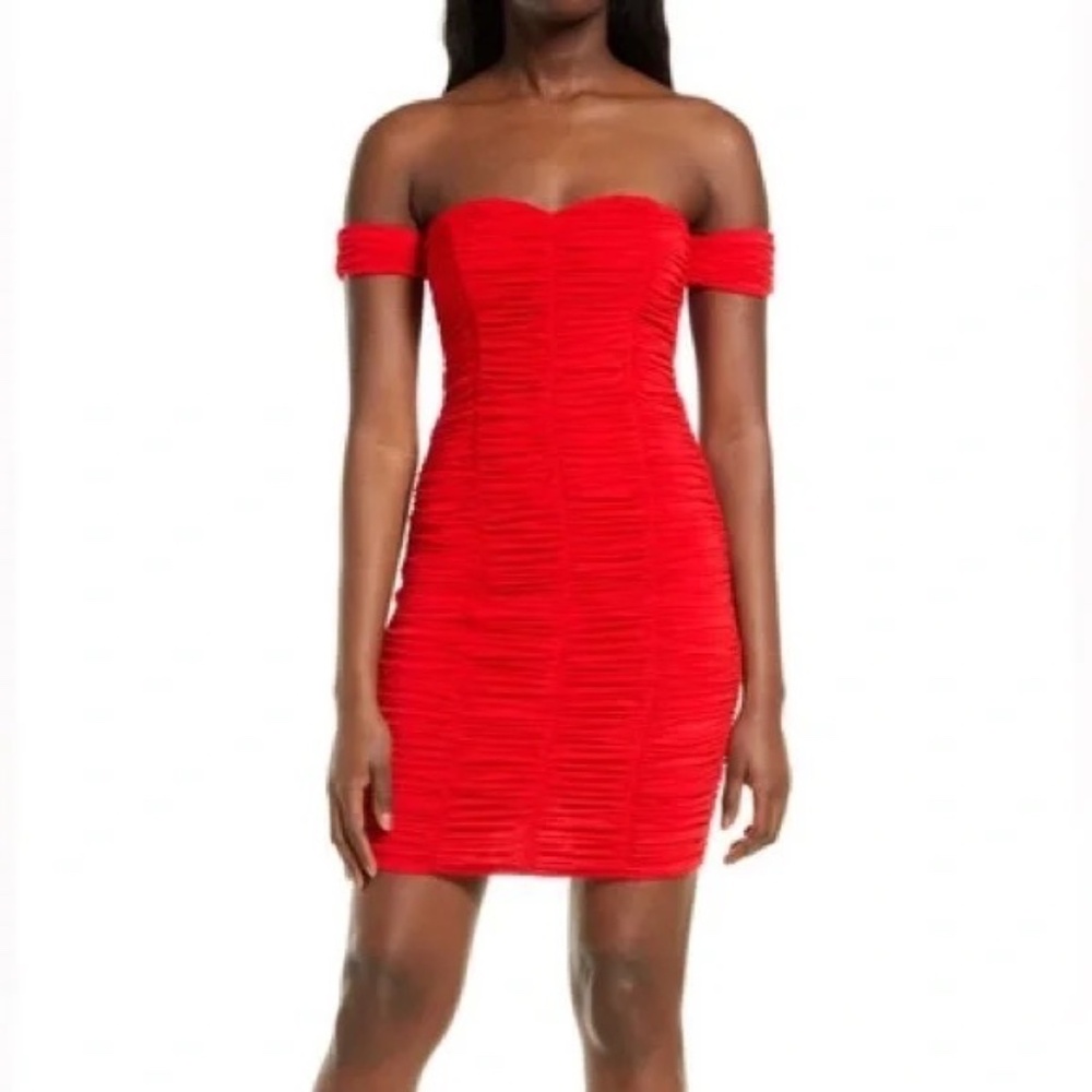 Jump Apparel Ruched Mini Dress Red Size XS